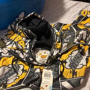 Snap Comic Print Hoodie - Yellow and Black